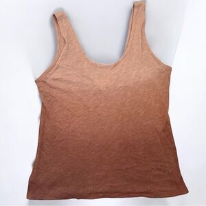 Treasure & Bond Tank Top Ombre tan Brown Slub Knit Gradient Raw Hem Sz S